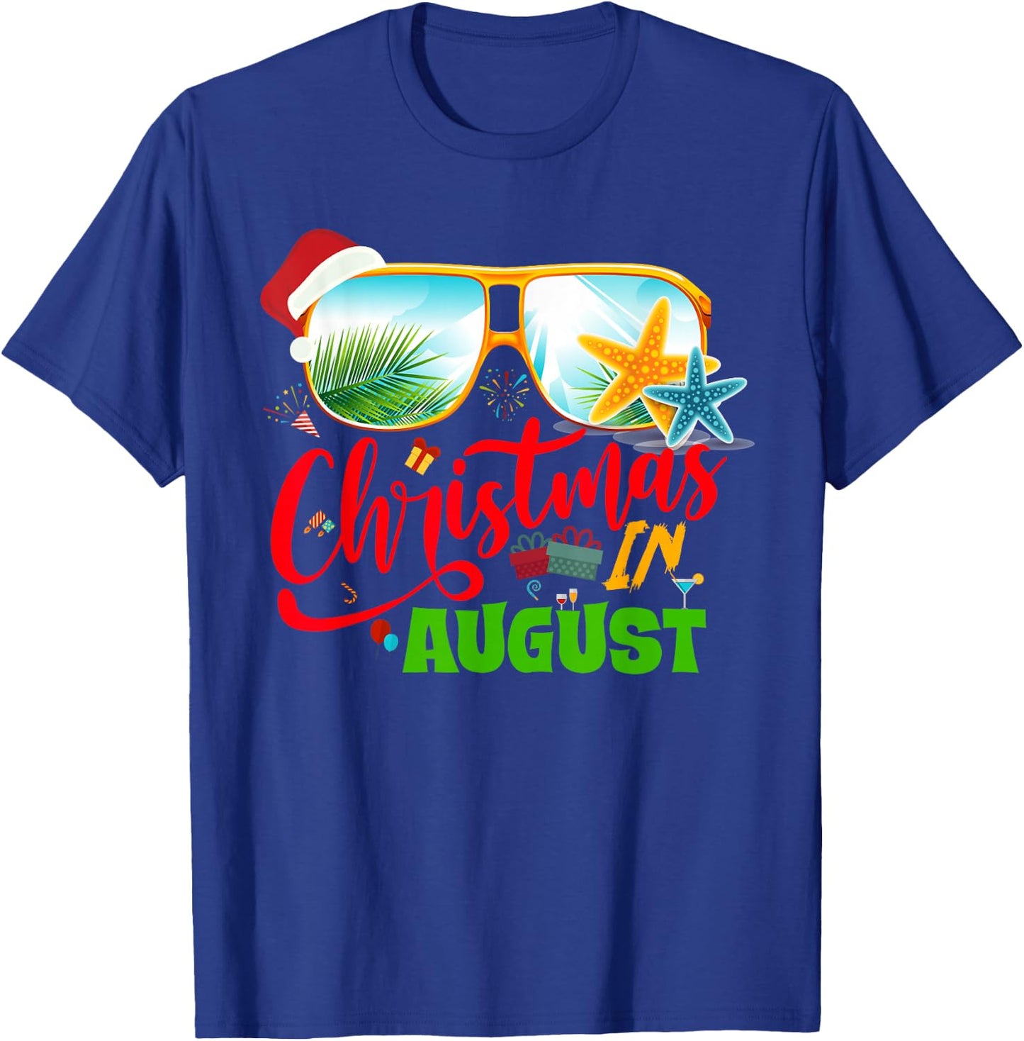 Funny Christmas in August gift Summer Reindeer Float Xmas T-Shirt - T-Shirt | Royal