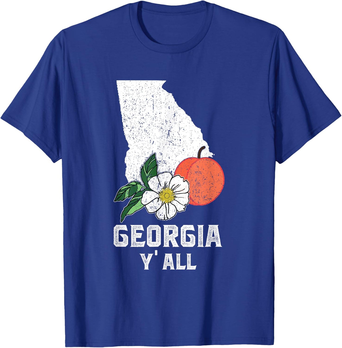 Georgia Y' All Peach State Cherokee Rose Vacation Souvenir T-Shirt - T-Shirt | Royal