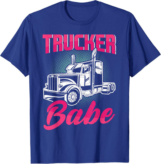Trucker Babe Female Truck Driver Woman Trucker T-Shirt - T-Shirt | Royal