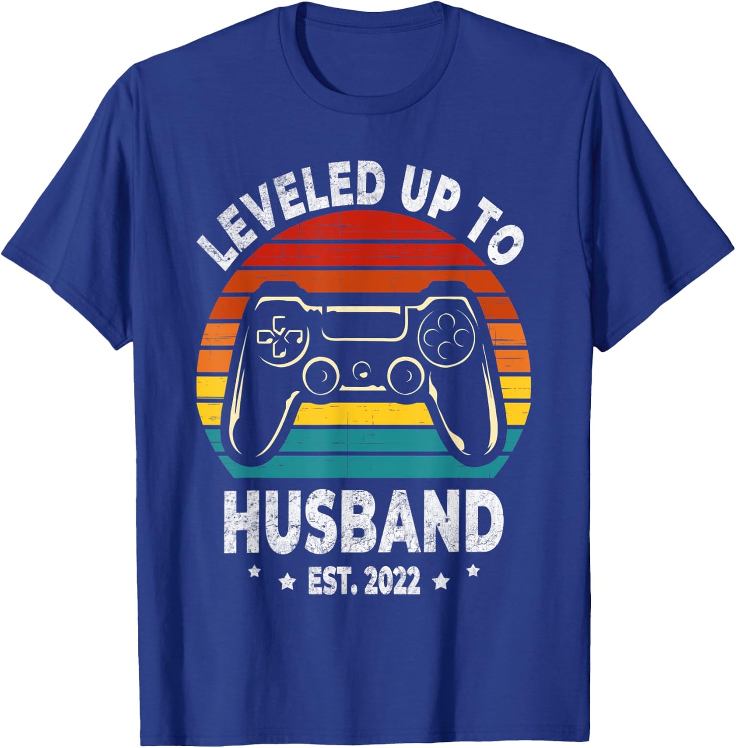Leveled Up To Husband 2022 Newly Married Gift Bachelor Party T-Shirt - T-Shirt | Royal