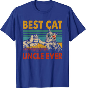 Vintage Retro Best Cat Uncle Ever Funny Dad Cat Lover Gifts Women T-Shirt - T-Shirt | Royal