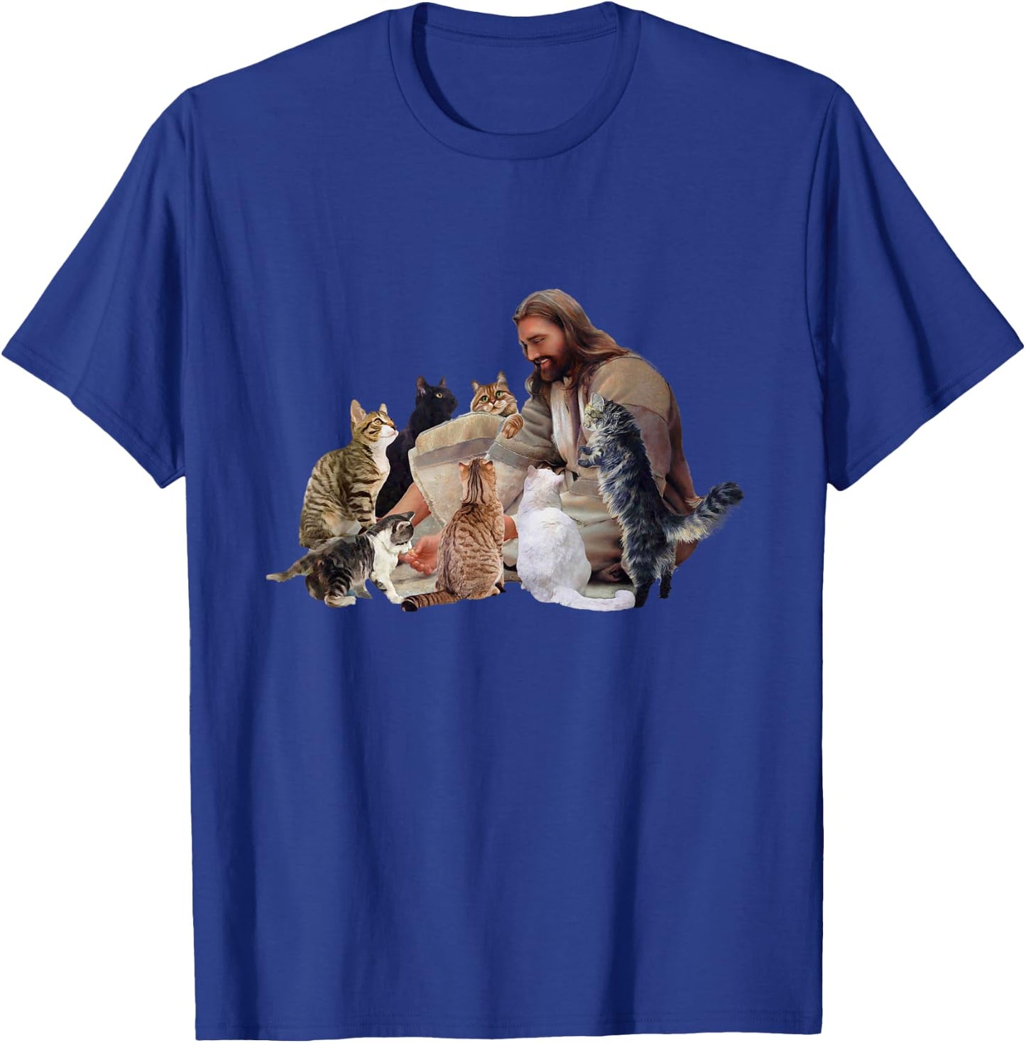 Jesus Hugs Cats Funny Cats T-Shirt - T-Shirt | Royal