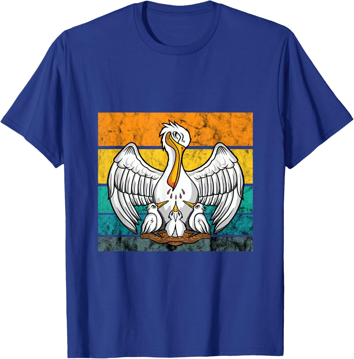 Pelican Bird Vintage Retro Pelican Chick Hatch Tropical Bird T-Shirt - T-Shirt | Royal