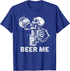 Beer Me Skeleton Scary Spooky Drinking Men Party Gift T-Shirt - T-Shirt | Royal