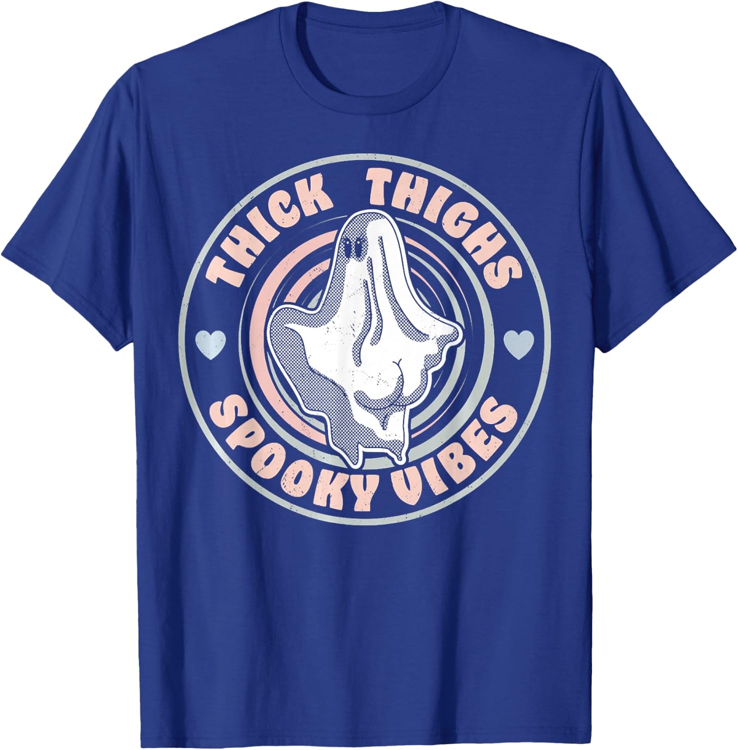 Thick Thighs Spooky Vibes Funny Halloween Ghost Pastel Goth T-Shirt - T-Shirt | Royal