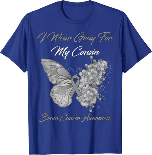 Butterfly I Wear Gray For My Cousin Brain Cancer Awareness