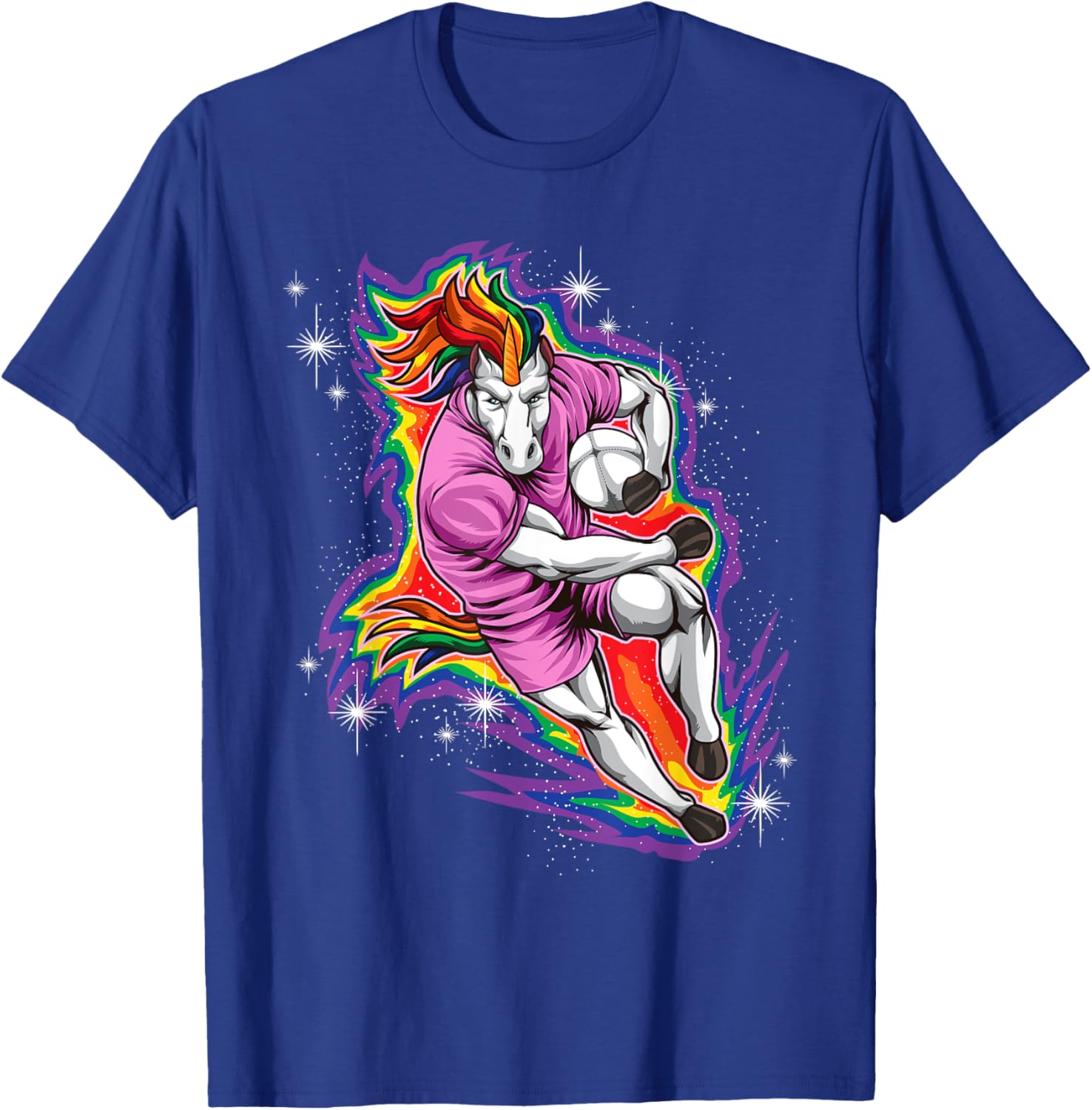 Rugby Unicorn - Rainbow Player - Rugby Team T-Shirt - T-Shirt | Royal