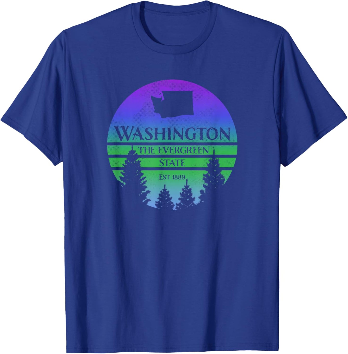 Washington The Evergreen State Silhouette Graphic T-Shirt - T-Shirt | Royal