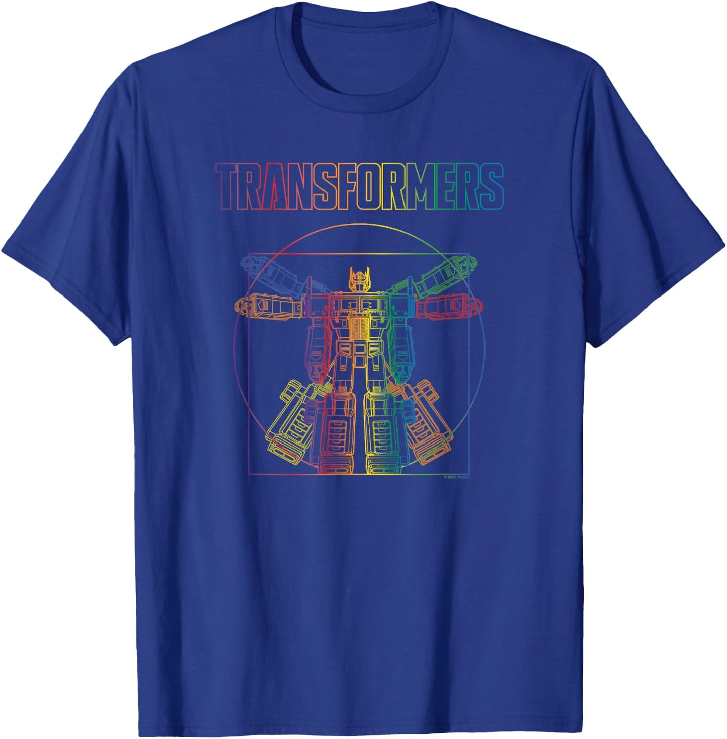 Transformers Pride Vitruvian Optimus Prime Logo T-Shirt - T-Shirt | Royal