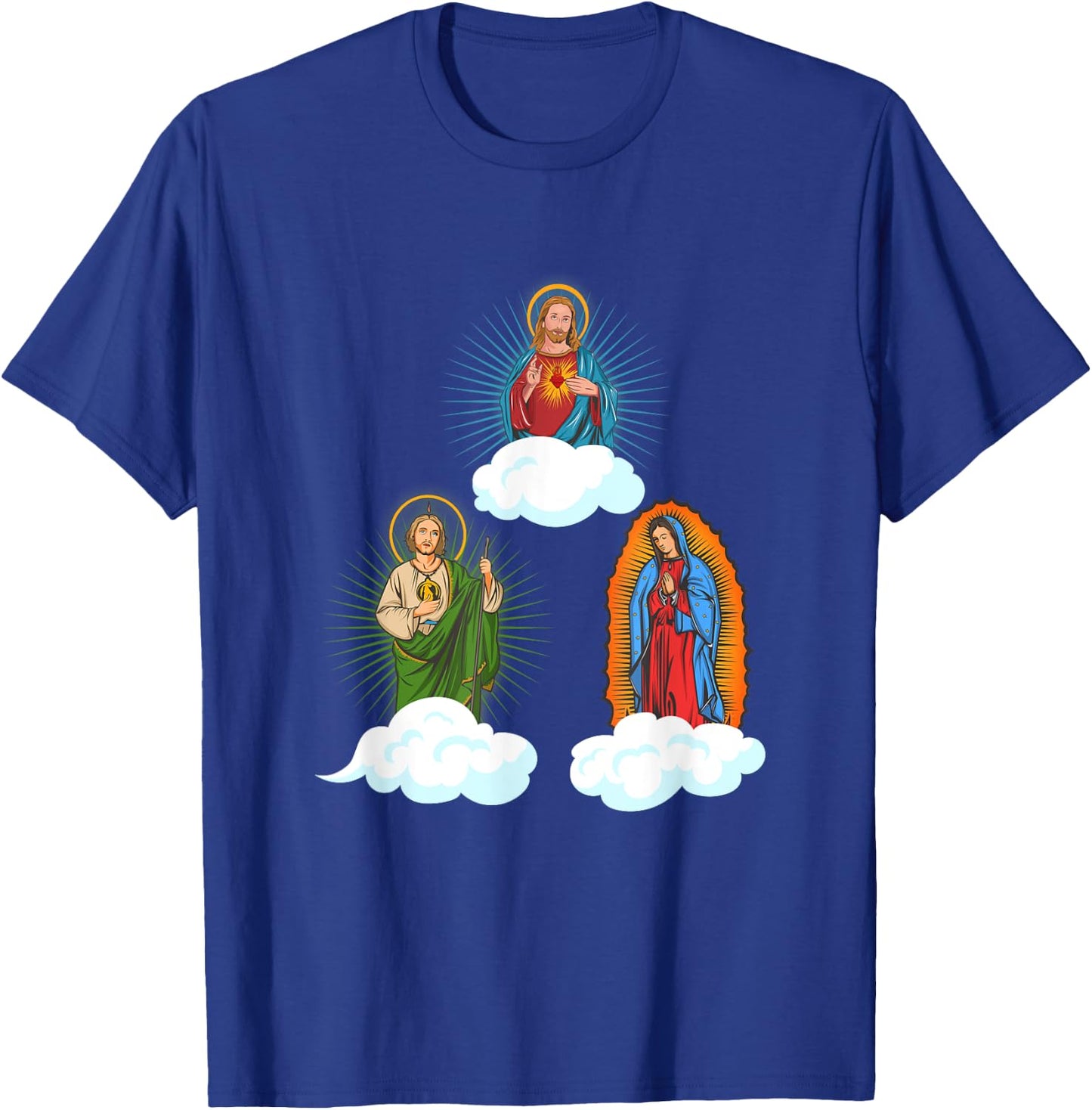 Jesus. Virgen María y San Judas Tadeo In Clouds T-Shirt - T-Shirt | Royal
