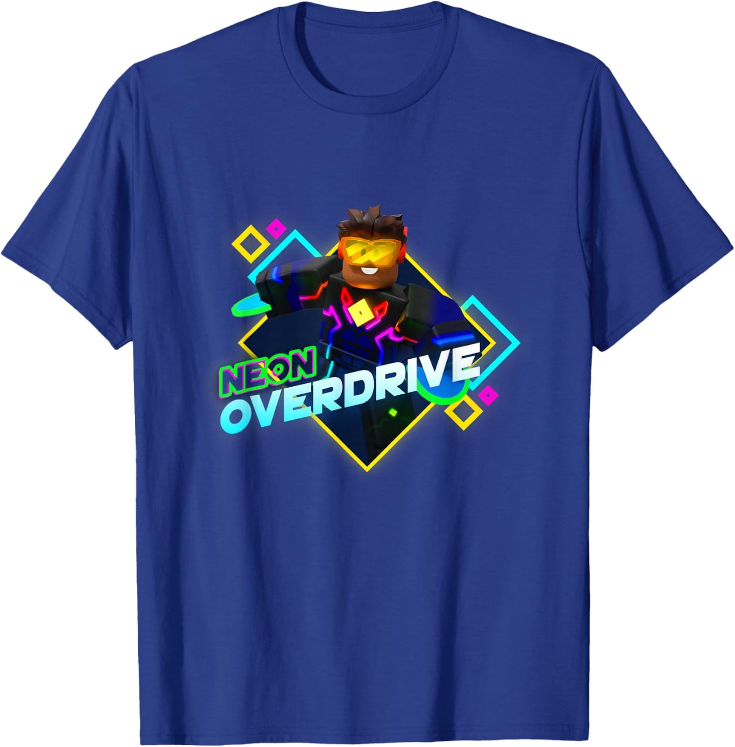 Roblox Black Neon Overdrive Classic Fit - Adult Short Sleeve Cotton and Polyester T-Shirt - T-Shirt | Royal