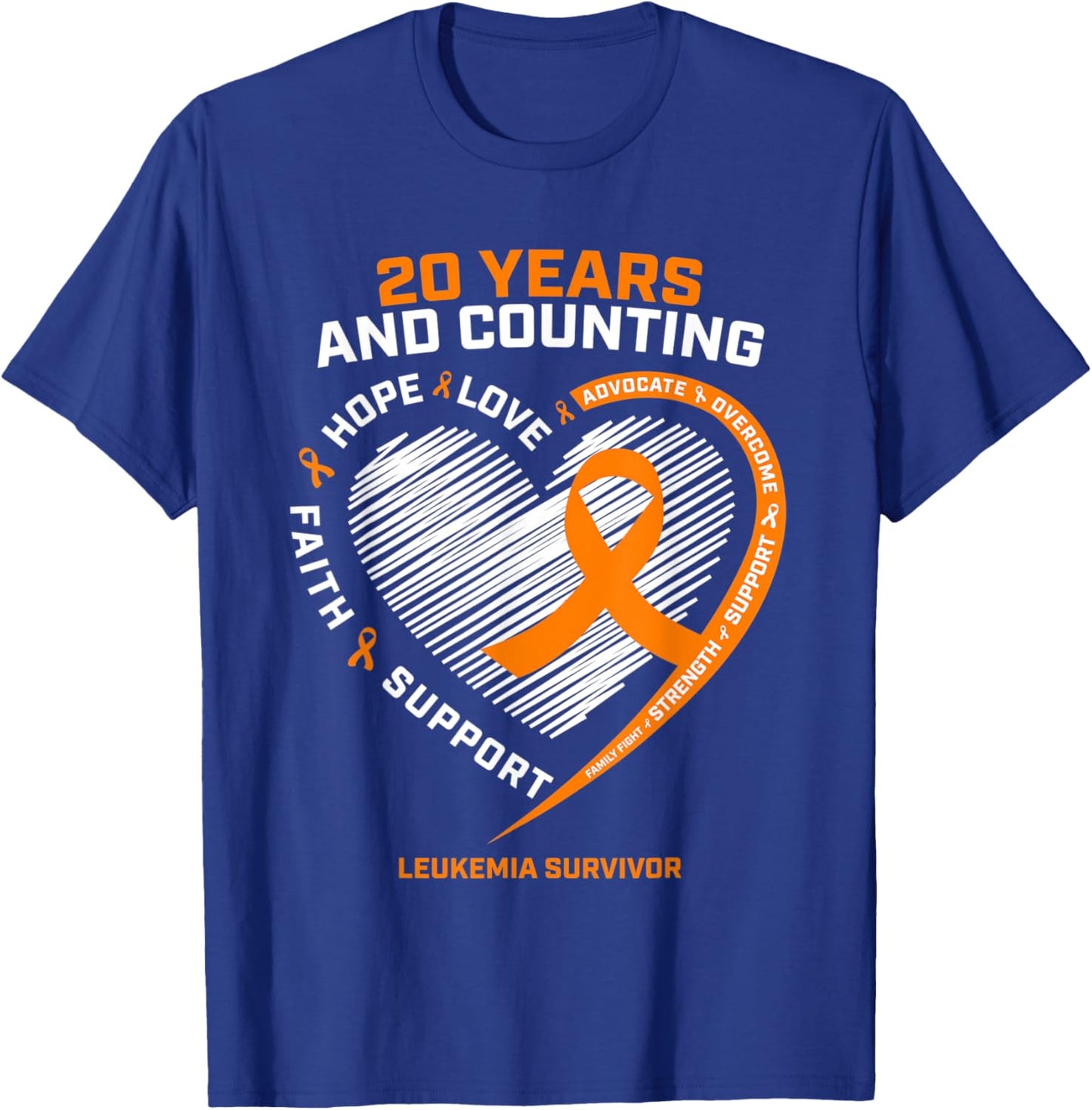20 Years Cancer Free Products Men Women Leukemia Survivor T-Shirt - T-Shirt | Royal