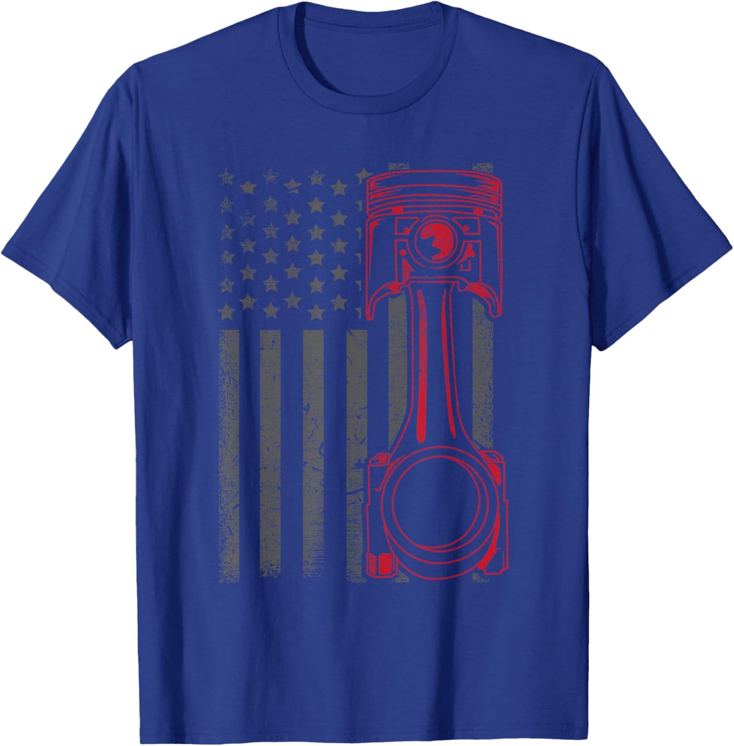 Vintage American Flag Piston Funny Muscle Car Mechanic Gift Small T-Shirt - T-Shirt | Royal