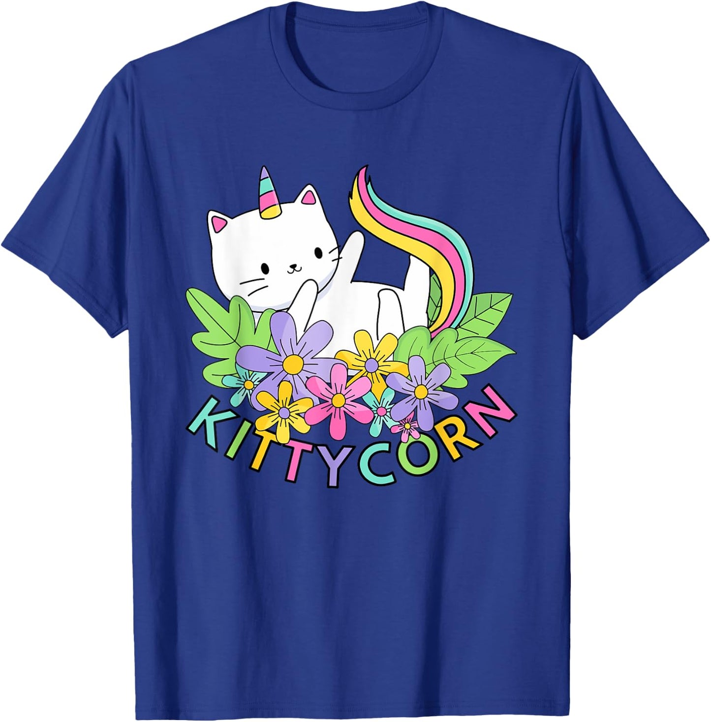 Rainbow Unicorn Cat Kittycorn T-Shirt - T-Shirt | Royal