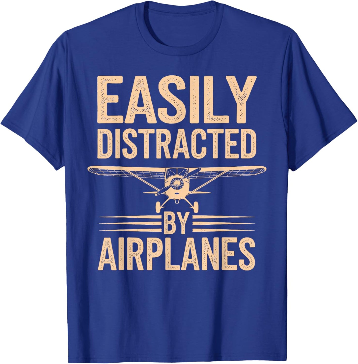 Easily Distracted By Airplanes Funny Pilot T-Shirt - T-Shirt | Royal