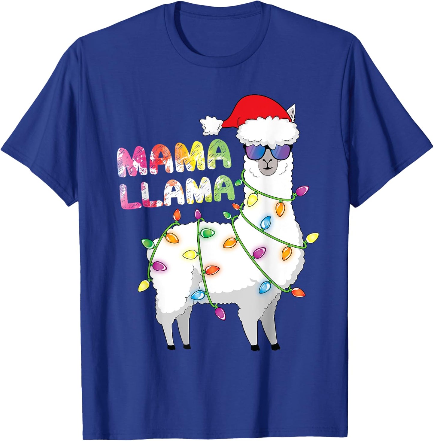 Mama Llama Women Funny Matching Christmas Llama T-Shirt - T-Shirt | Royal