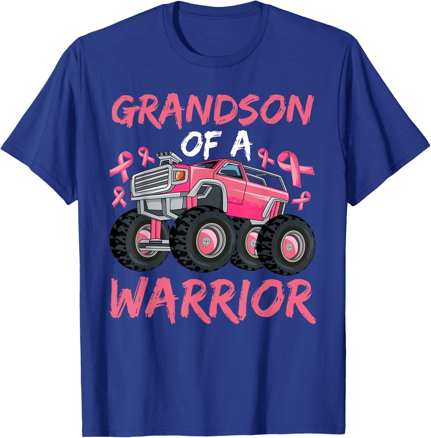 Truck Grandson Of A Warrior Breast Cancer Pink Ribbon T-Shirt - T-Shirt | Royal