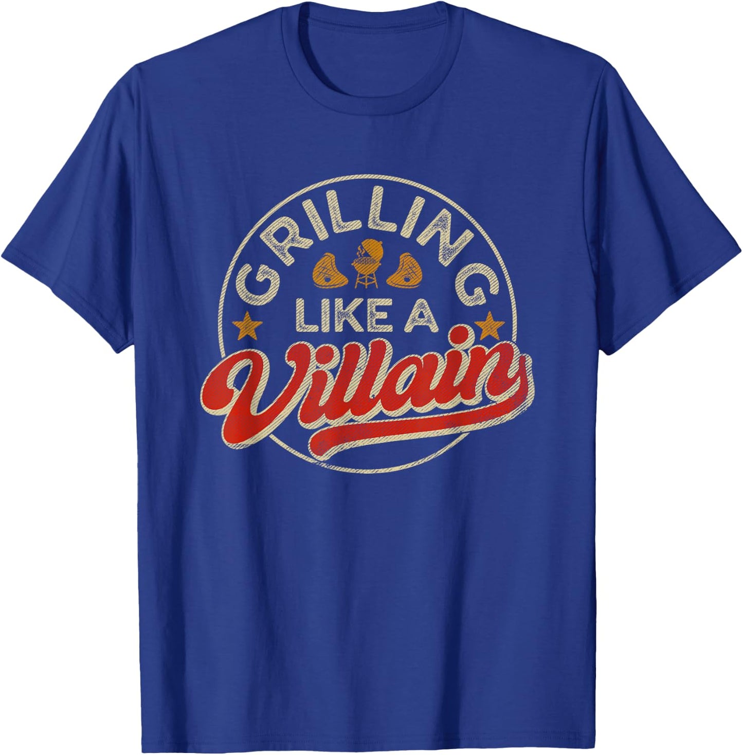 Grilling Like A Villain Funny BBQ Barbecue Griller T-Shirt - T-Shirt | Royal