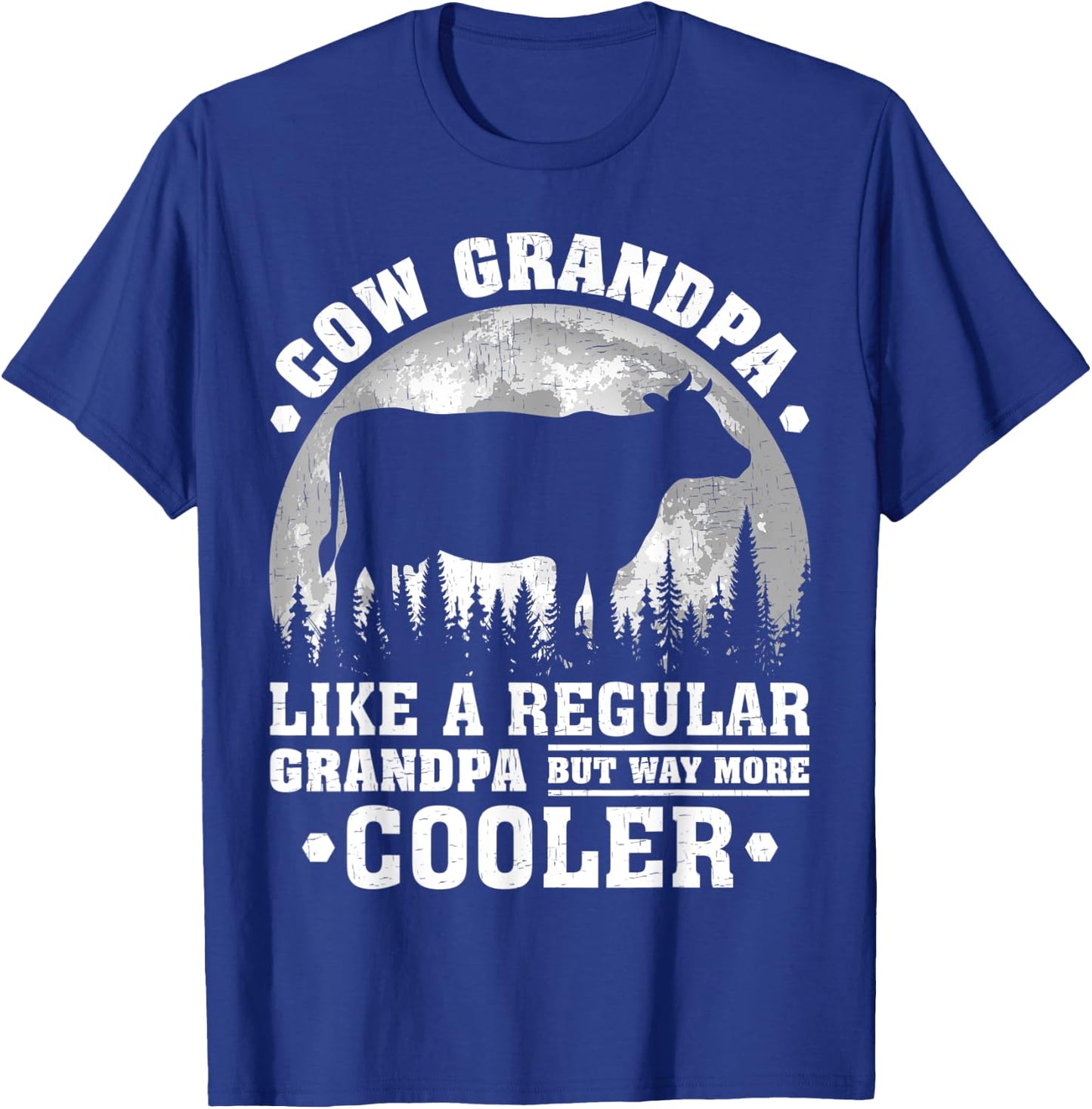 Cow Grandpa Funny Moon Vintage Cow Father's Day T-Shirt - T-Shirt | Royal