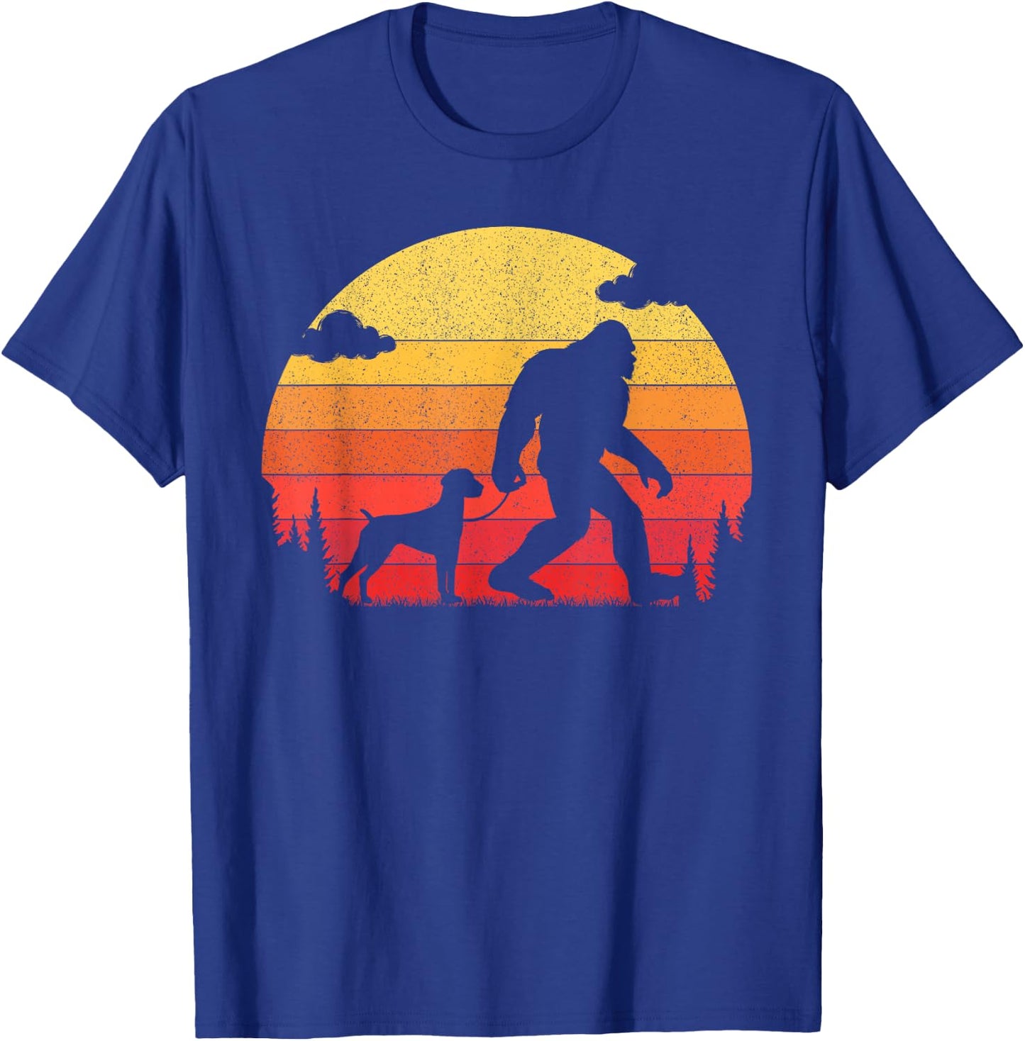 Retro Bigfoot Walking German Shorthaired Pointer Dog T-Shirt - T-Shirt | Royal