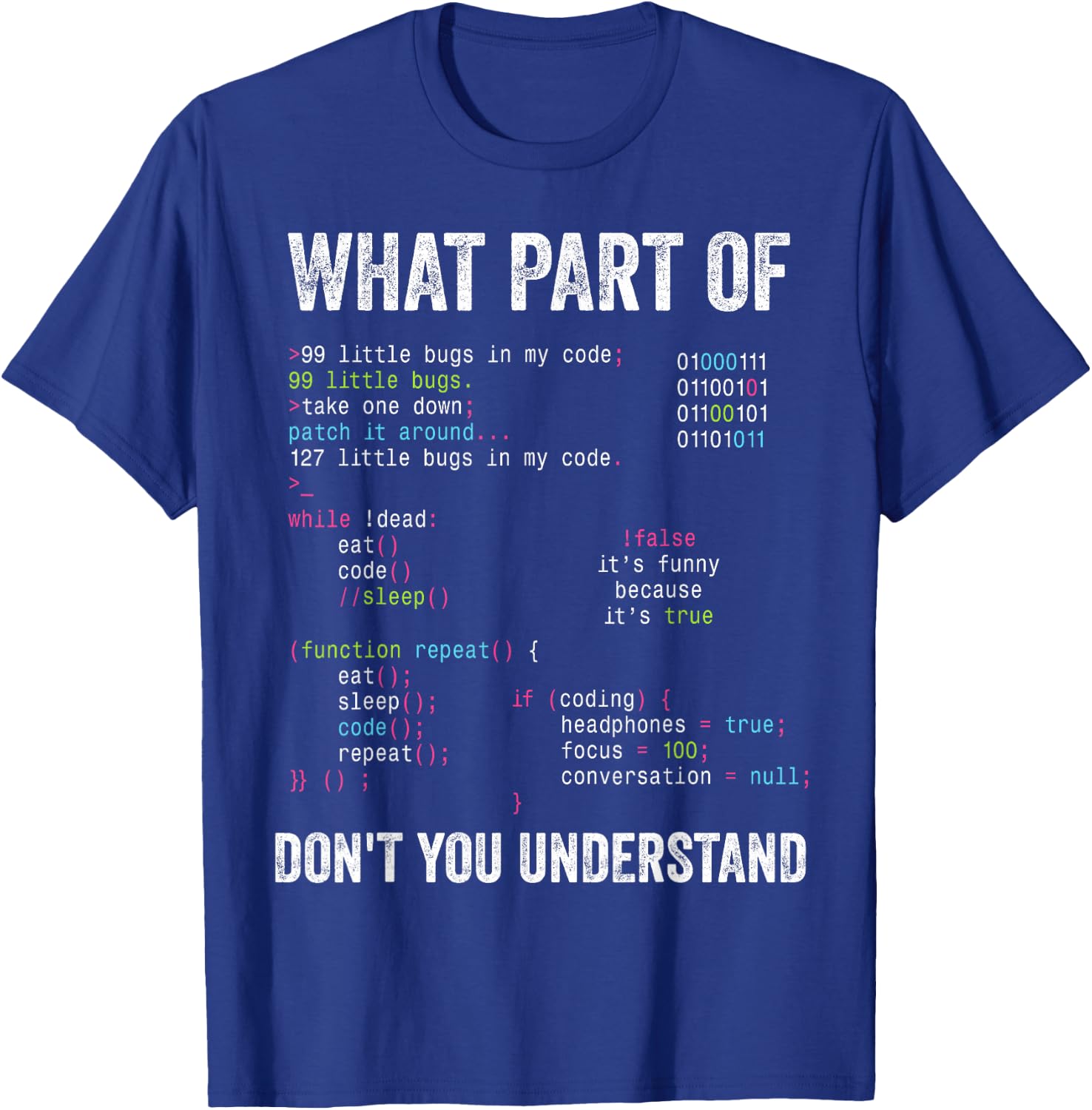 What Part Of Don't You Understand Funny Computer Science T-Shirt - T-Shirt | Royal
