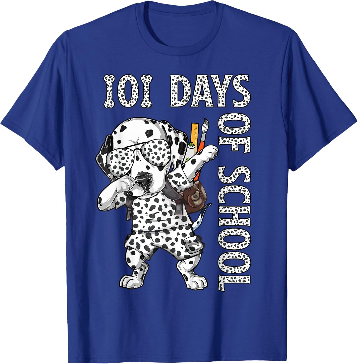 101 Days School Dabbing Dalmatian Dog Teachers Kids T-Shirt - T-Shirt | Royal
