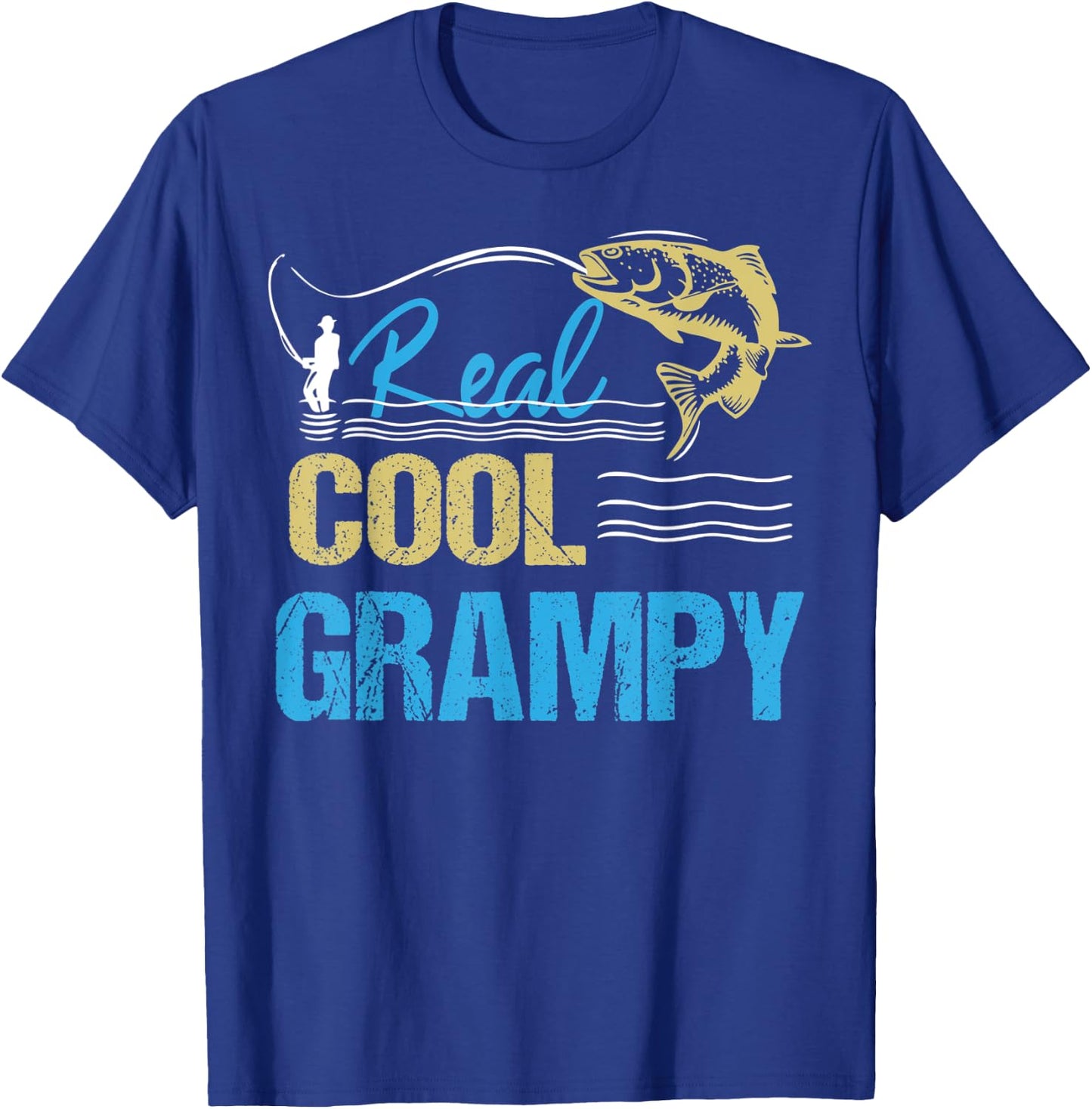 Vintage Reel Cool Grampy Fishing Daddy Grandpa Fathers Day T-Shirt - T-Shirt | Royal