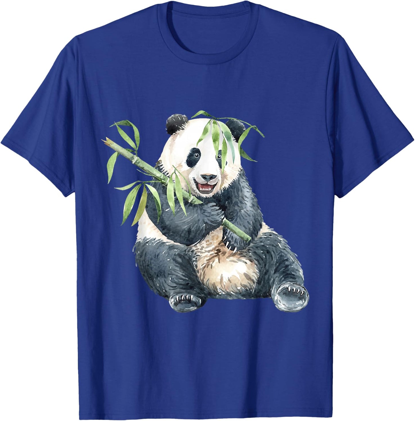 Panda Eating Bambus Watercolor T-Shirt - T-Shirt | Royal