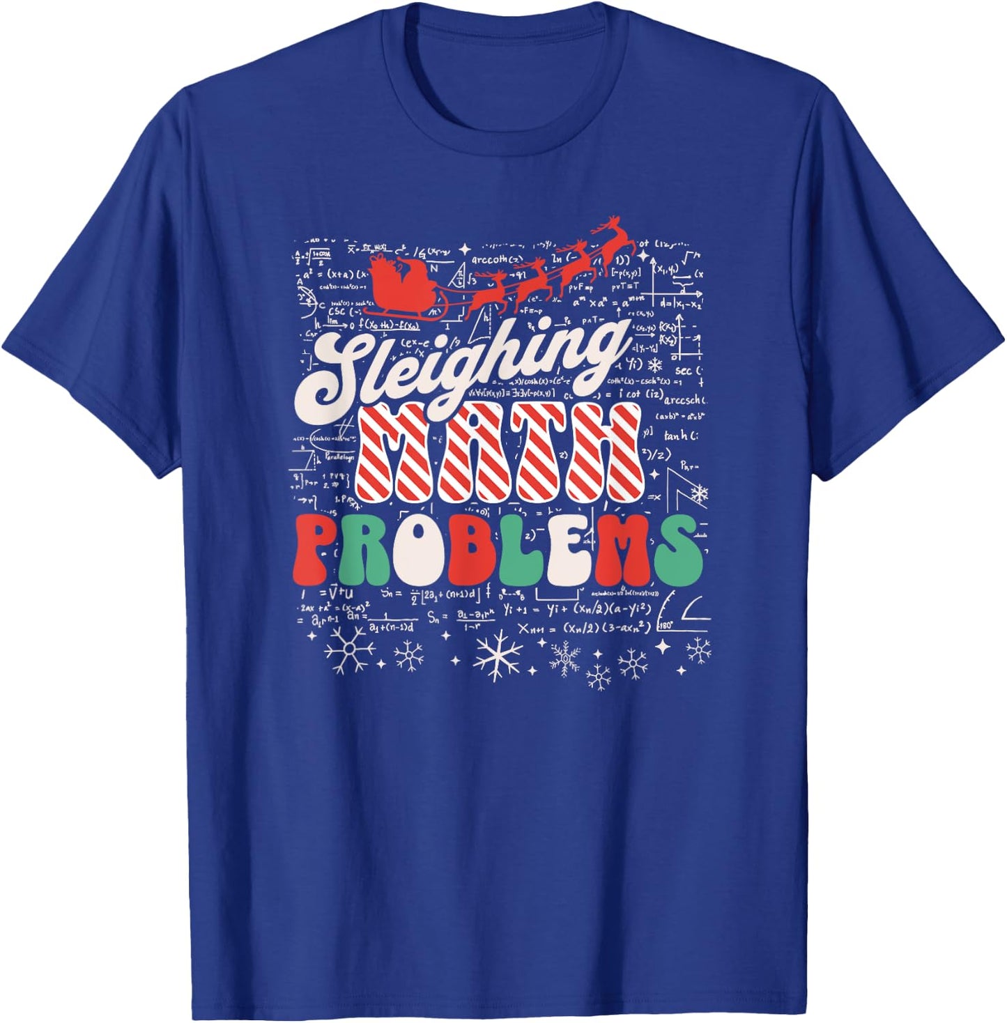 Sleighing Math Problems - Funny Christmas Math Teacher Santa Women T-Shirt - T-Shirt | Royal