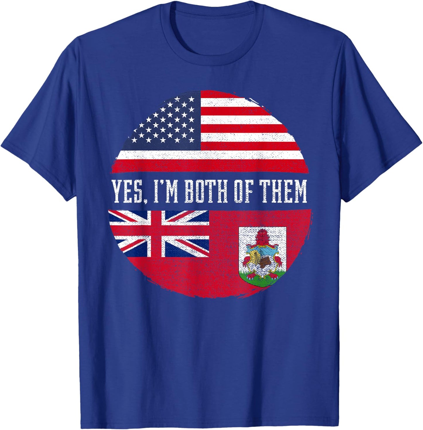 Half American Half Bermudian USA Flag Bermuda Heritage DNA T-Shirt - T-Shirt | Royal
