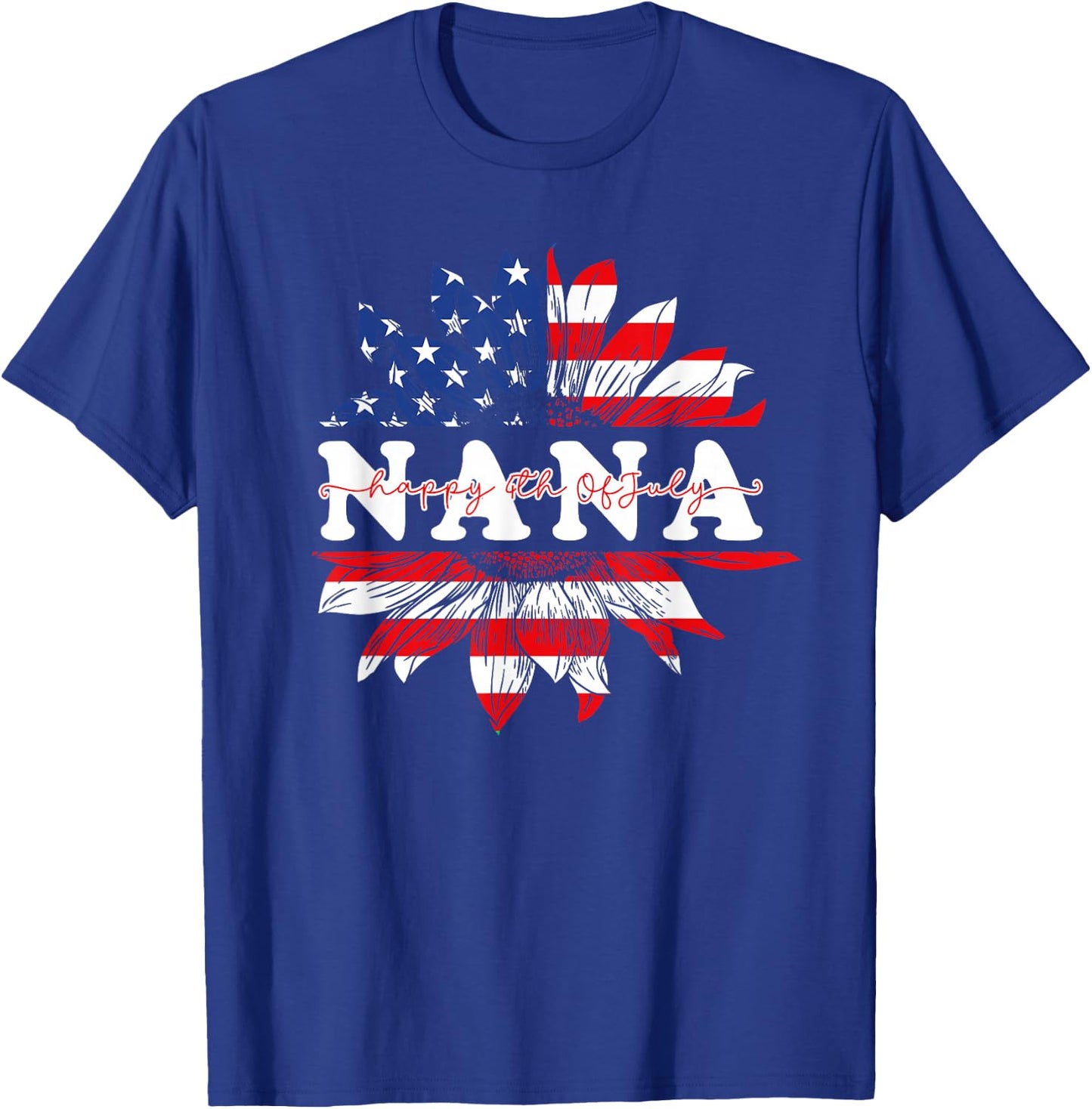 Sunflower American Nana Patriotic USA Flag 4th Of July T-Shirt - T-Shirt | Royal