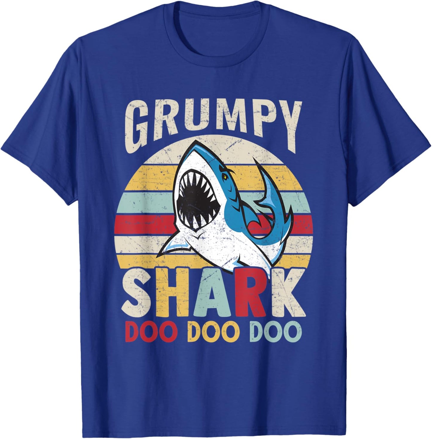 FAMILY 365 Fathers Day Funny Grumpy Shark Grandpa Gift Men T-Shirt - T-Shirt | Royal
