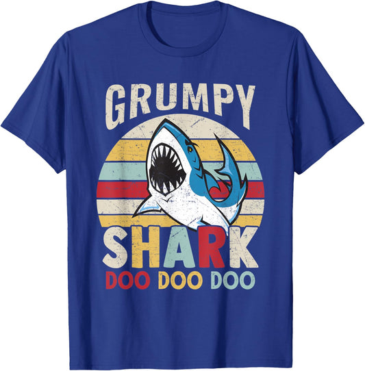 FAMILY 365 Fathers Day Funny Grumpy Shark Grandpa Gift Men T-Shirt - T-Shirt | Royal