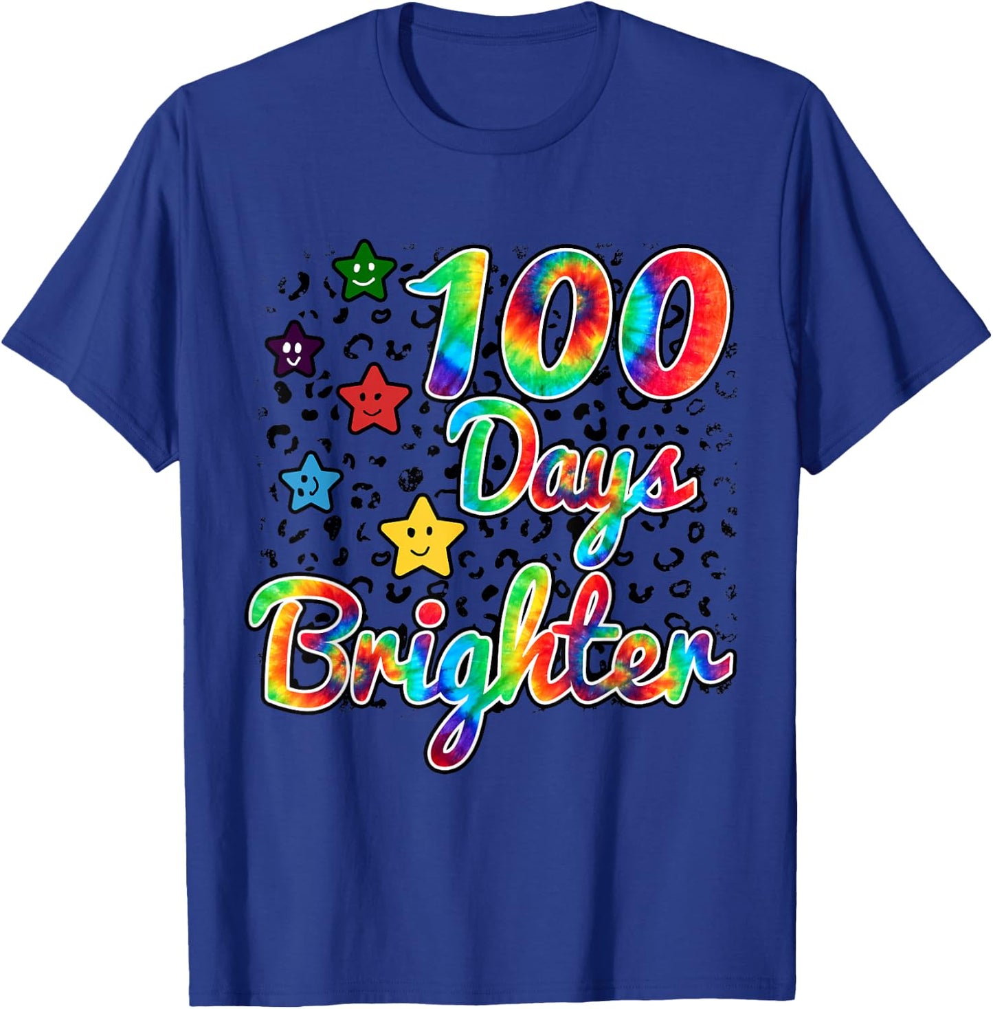 Tie Dye 100 Days Brighter Student Happy 100th Day Of School T-Shirt - T-Shirt | Royal