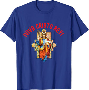 Roman Catholic Viva Cristo Rey T-Shirt - T-Shirt | Royal