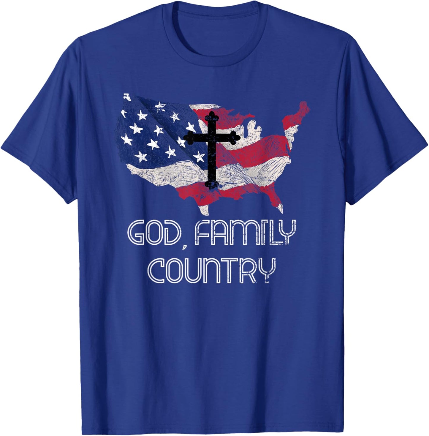 Patriotic Christian Cross American Pride Jesus Lord Prayer T-Shirt - T-Shirt | Royal