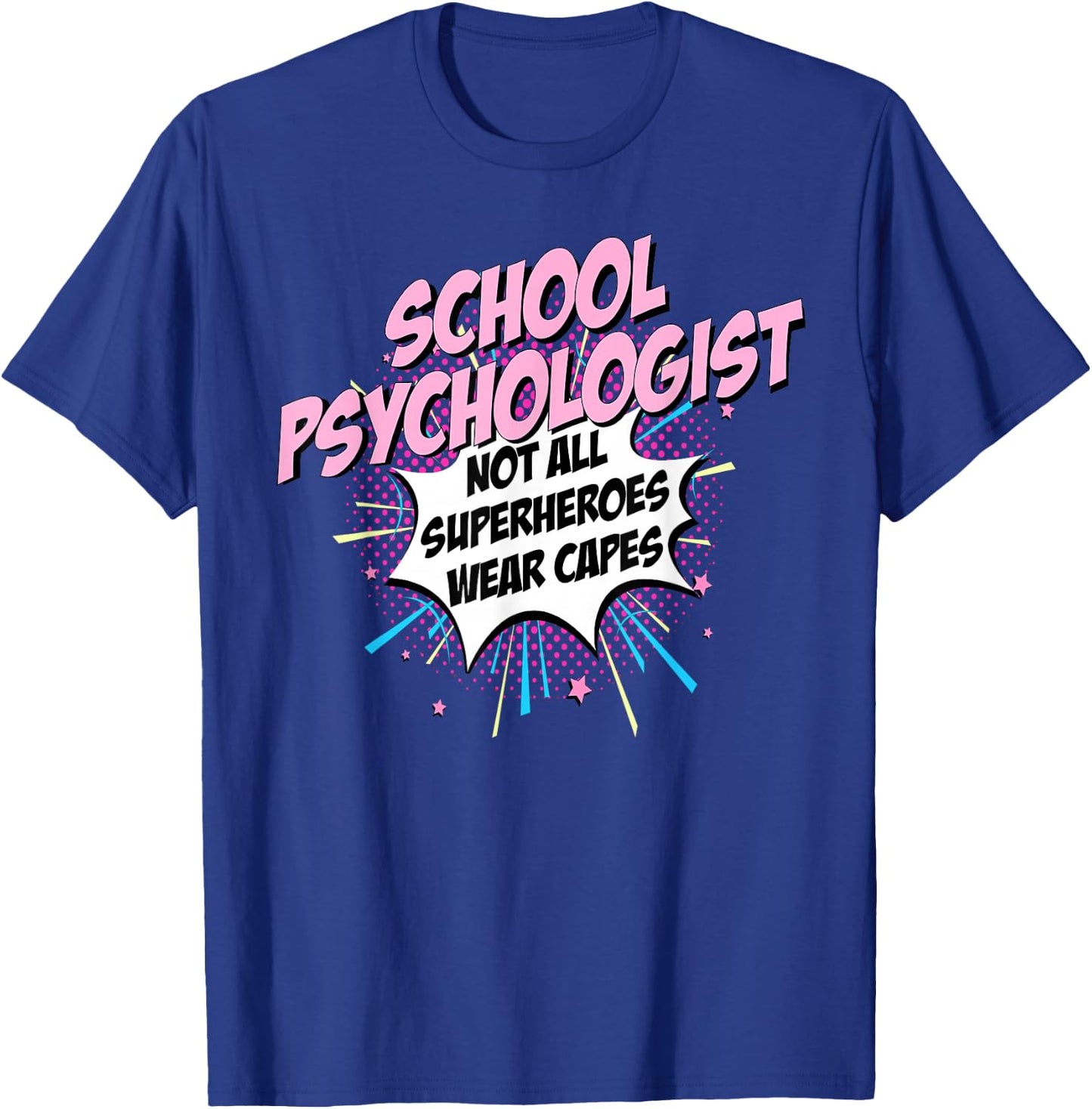 School Psychologist Superhero product Comic Gifts Idea T-Shirt - T-Shirt | Royal