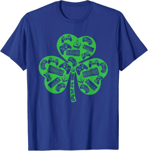 Boys Gamer Gift Game Shamrock St Patricks Day Irish Men Kids T-Shirt - T-Shirt | Royal