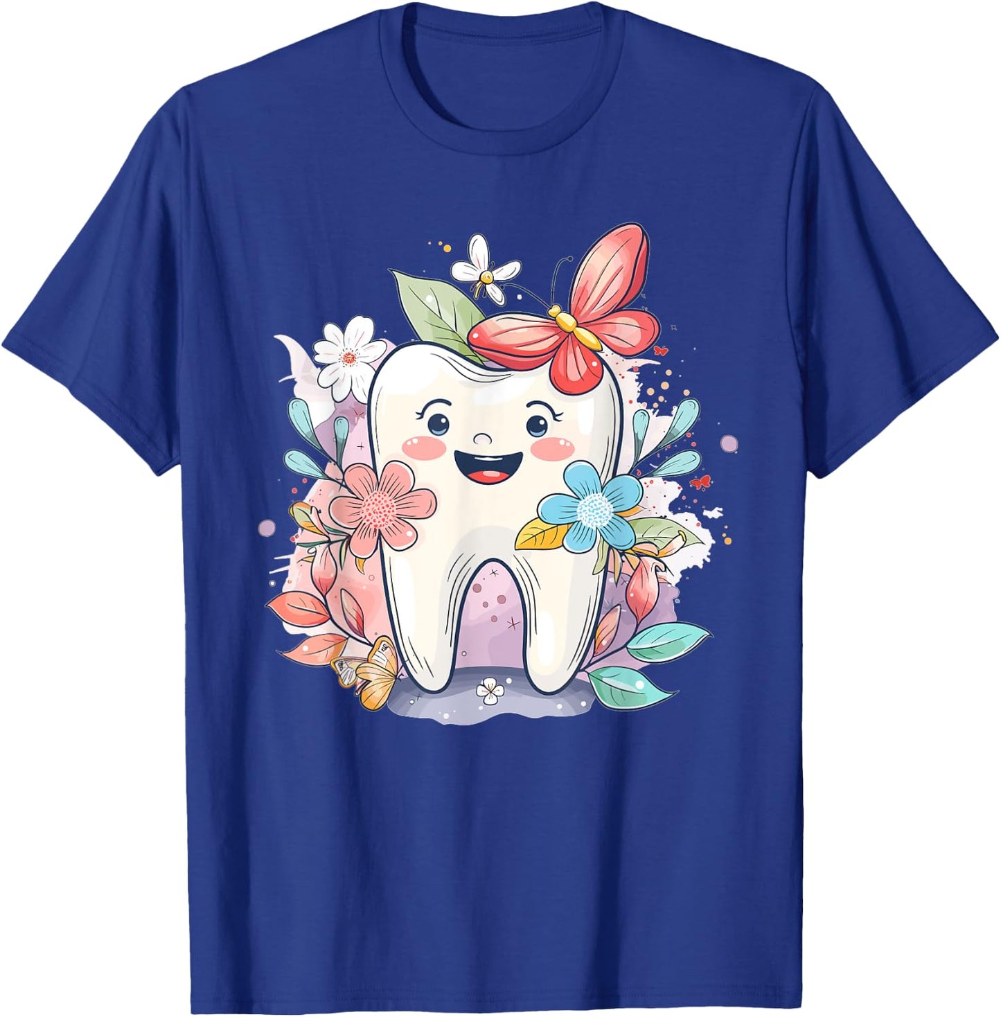 Cute Tooth With Flower I Kids Tooth T-Shirt - T-Shirt | Royal