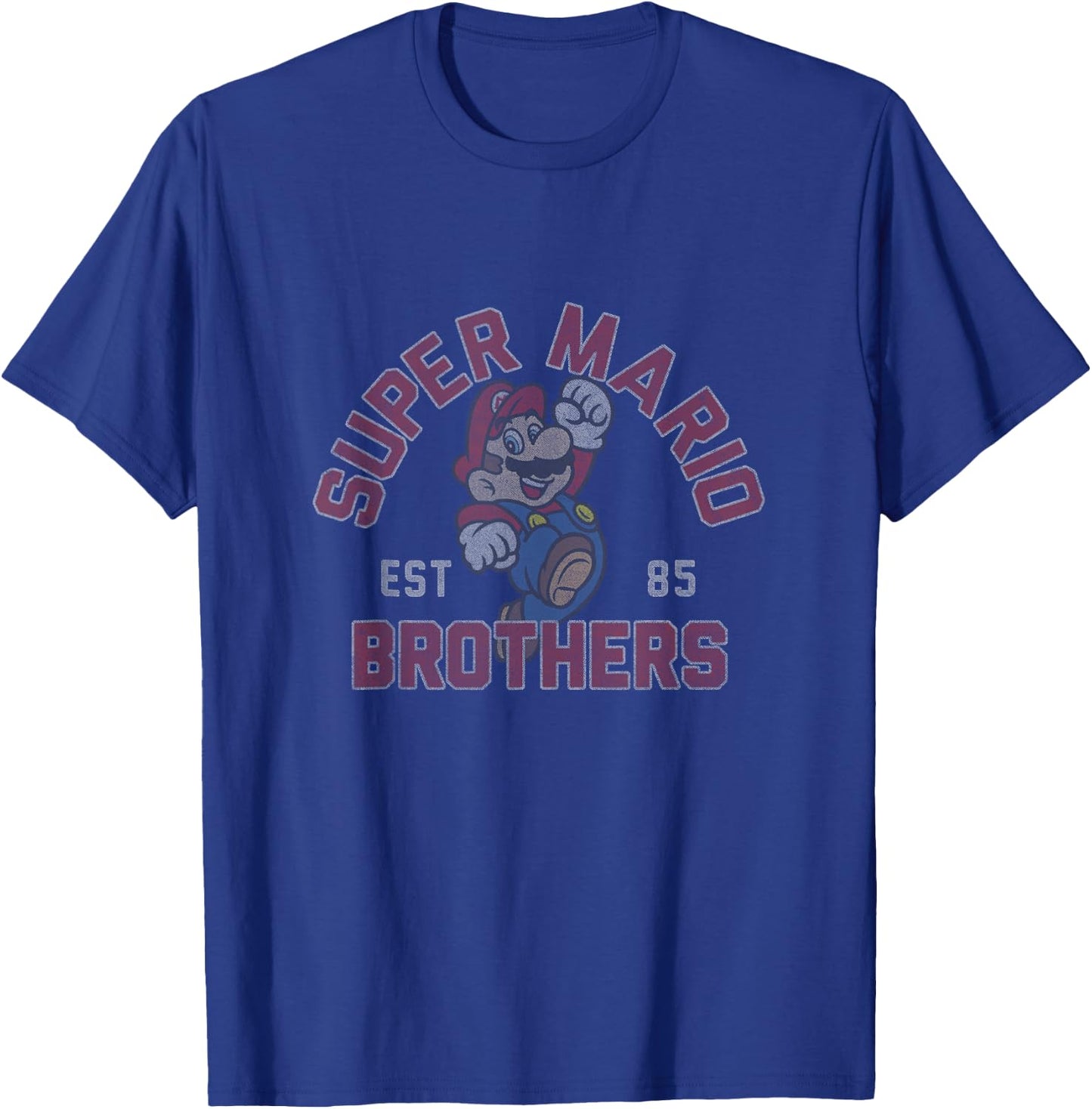 Super Mario Brothers EST 85 Mario Jumping Portrait T-Shirt - T-Shirt | Royal