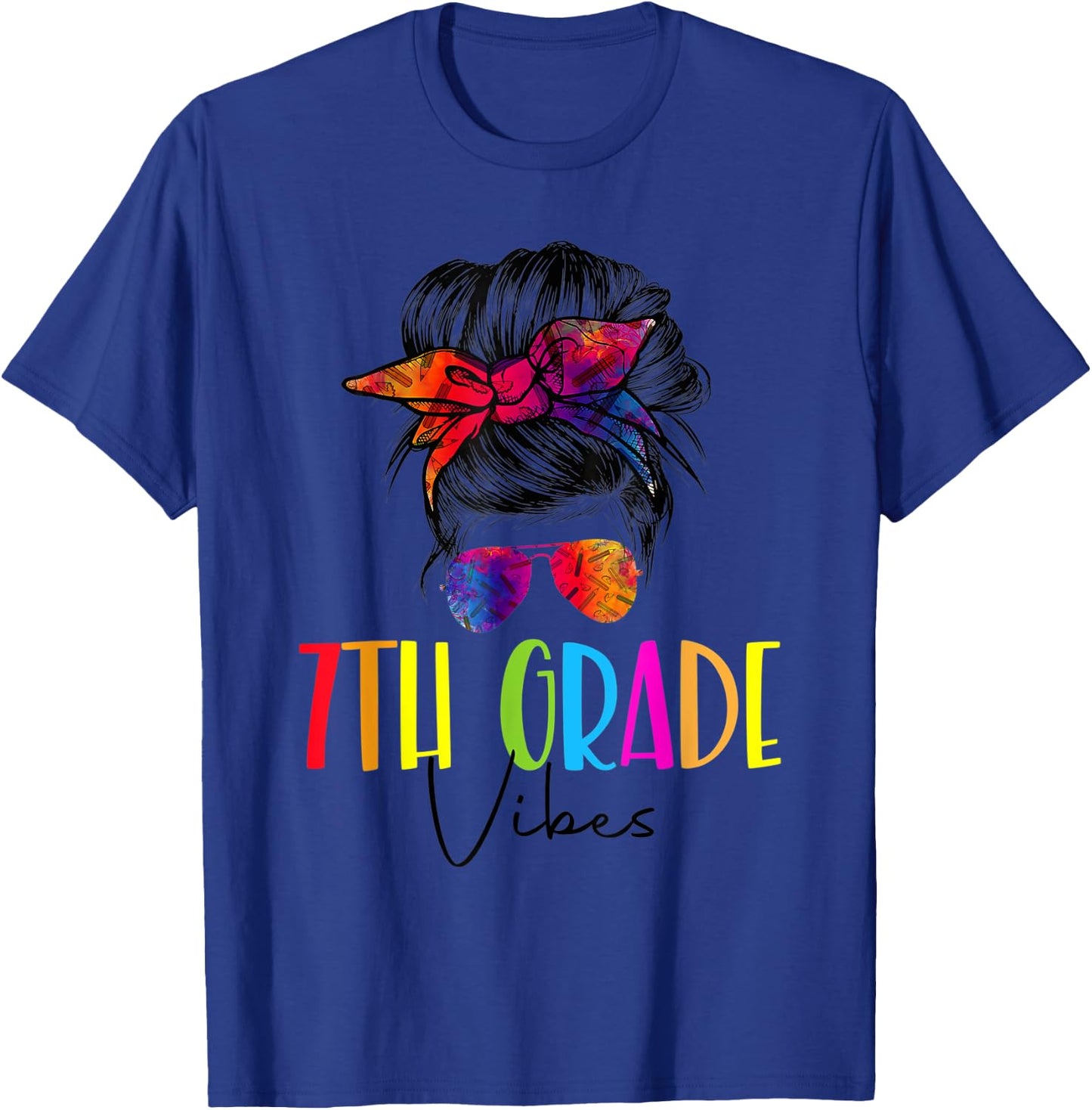 Back To School Seventh Grade Vibes First Day Teacher Tie Dye T-Shirt - T-Shirt | Royal