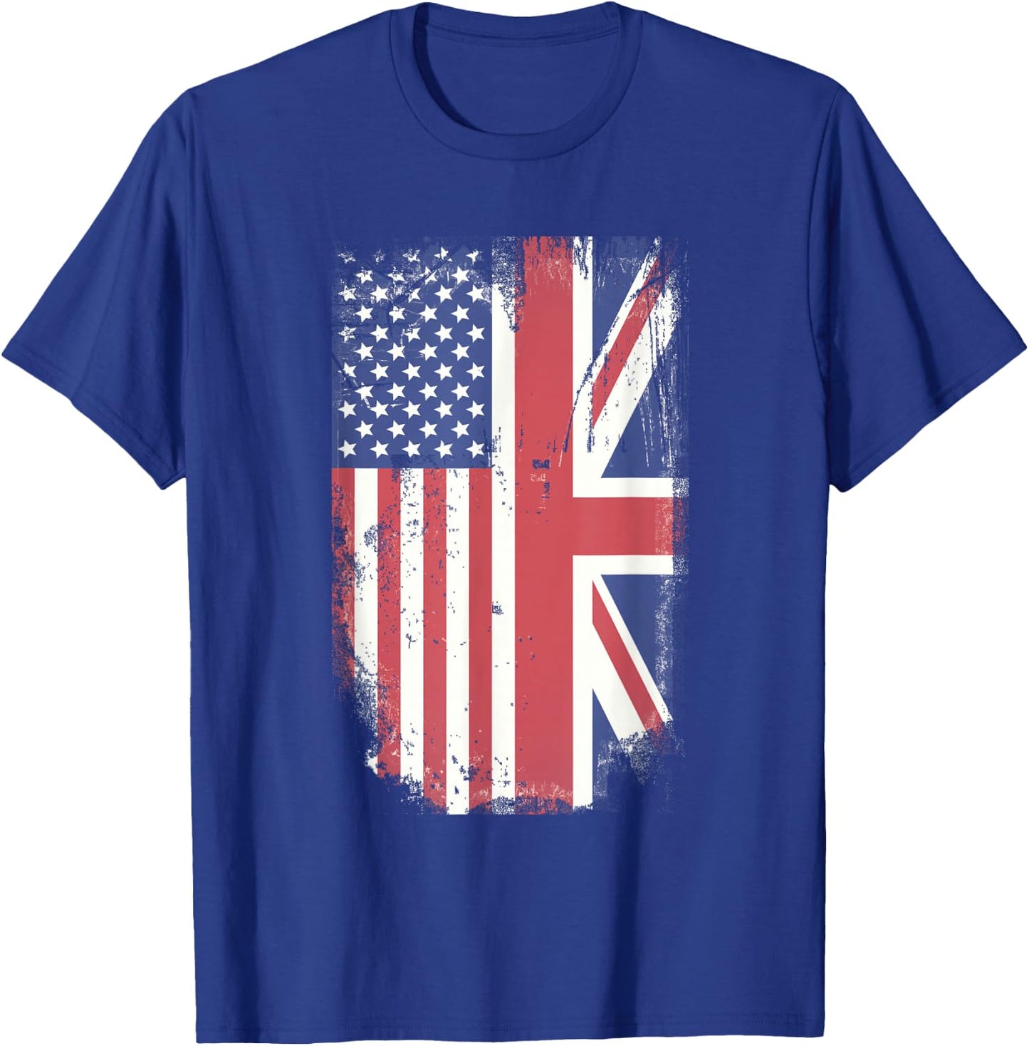 American Flag & British Flag USA UK Stars Stripes Union Jack T-Shirt - T-Shirt | Royal