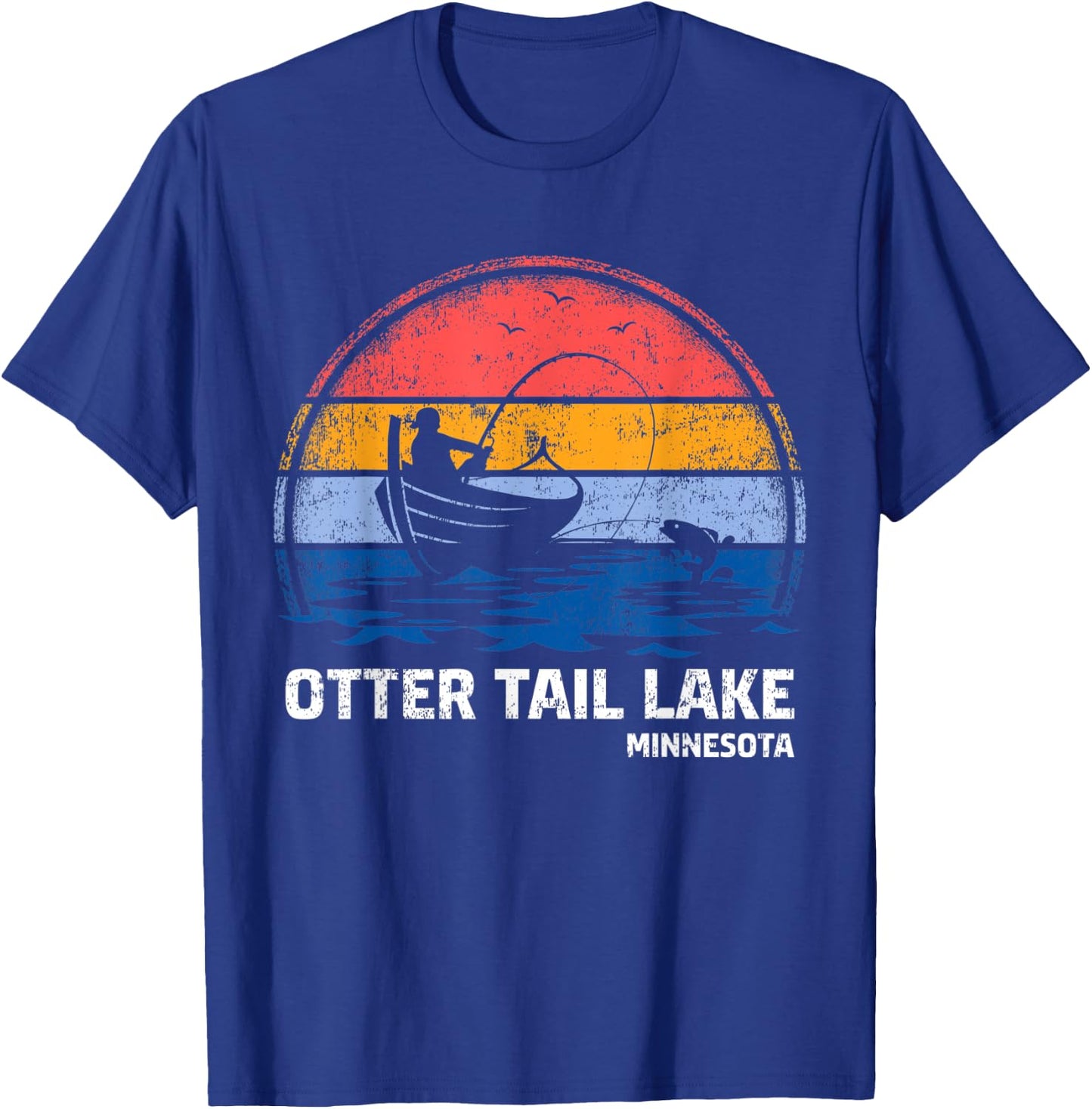 Vintage Retro Minnesota Otter Tail Lake Summer Fishing T-Shirt - T-Shirt | Royal