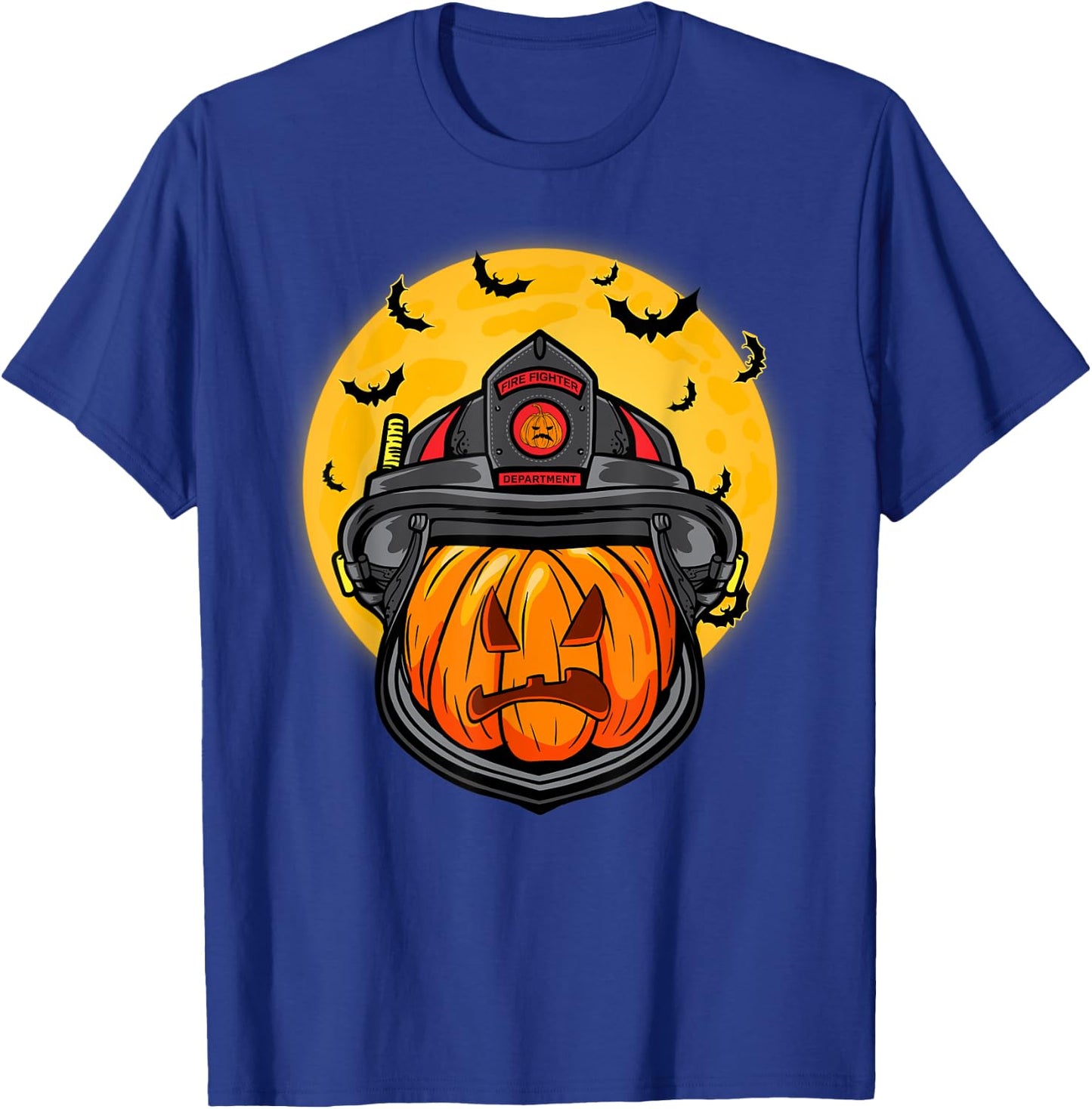 Firefighter Pumpkin Firefighter Halloween Fireman Halloween T-Shirt - T-Shirt | Royal
