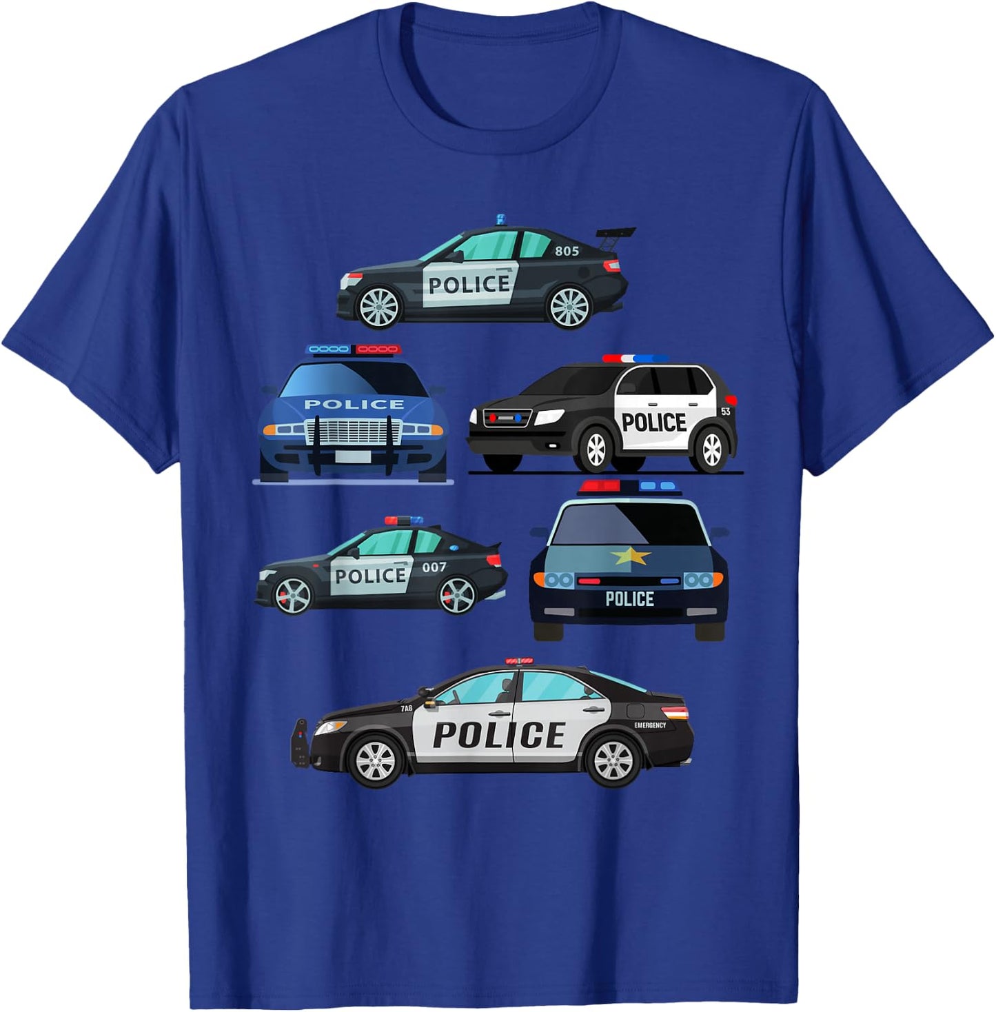 Police Vehicles for Kids Men Women Cop Cars Boys Toddler T-Shirt - T-Shirt | Royal
