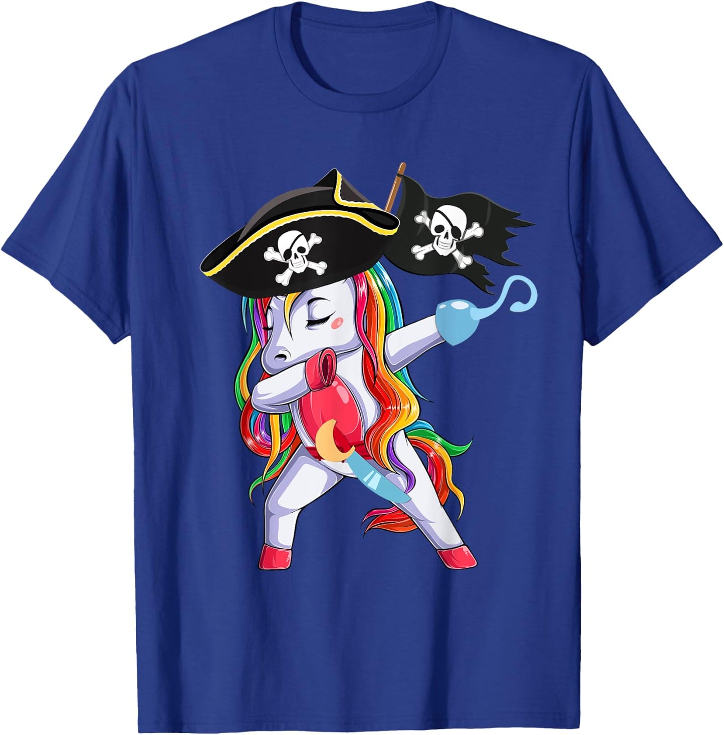 Halloween Dabbing Cute Pirate Unicorn Apparel Kids Girls T-Shirt - T-Shirt | Royal