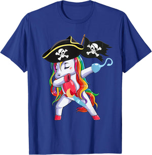 Halloween Dabbing Cute Pirate Unicorn Apparel Kids Girls T-Shirt - T-Shirt | Royal