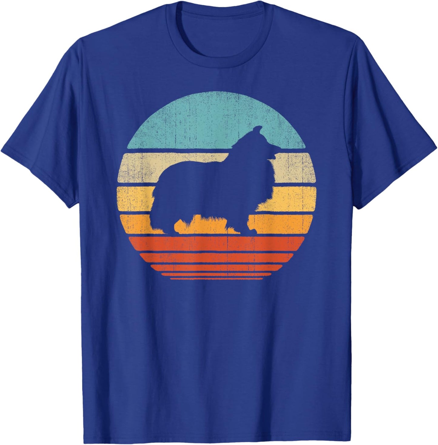Sheltie Shetland Sheepdog Retro Vintage 60s 70s Sunset Dog T-Shirt - T-Shirt | Royal