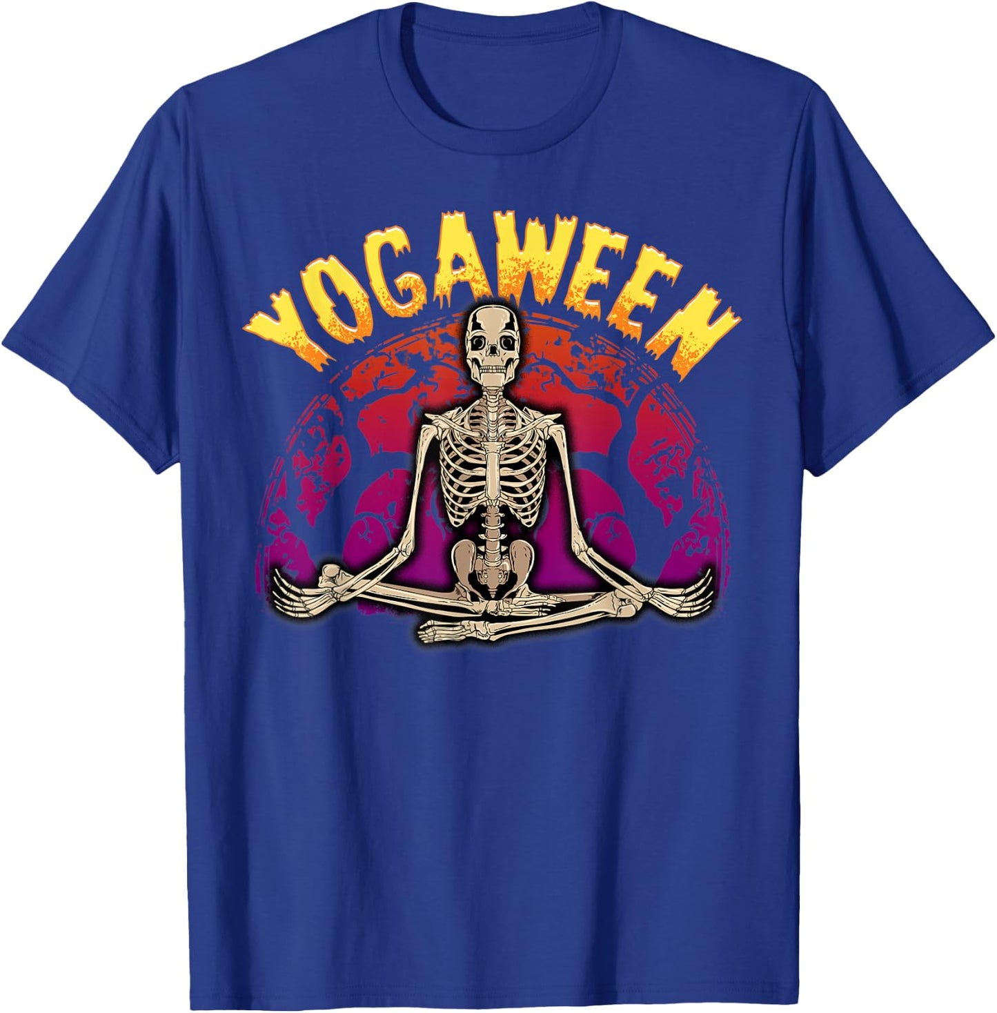 Funny Yogaween Scary Halloween Buddha Meditation Skeleton T-Shirt - T-Shirt | Royal