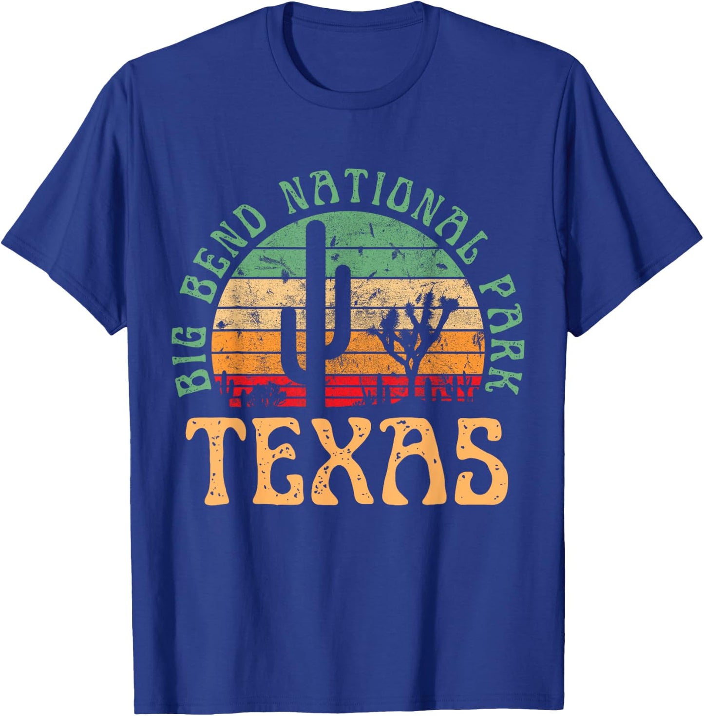 Big Bend National Park Texas Desert Hiking Retro Sunset T-Shirt - T-Shirt | Royal
